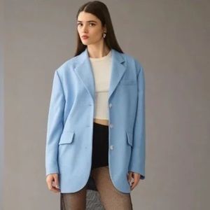 Anthropologie Maeve Oversized Blazer Size M/L Petite Sky Blue